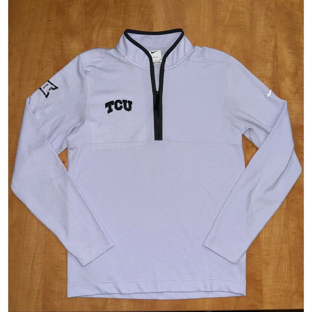 Nike TCU Horned Frogs Dri-FIT Quarter Zip Pullover Lavender Purple Mens Small - Picture 1 of 5
